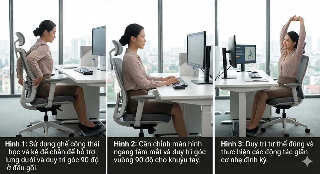 Bí quyết giữ tư thế ngồi đúng khi làm việc, hạn chế đau mỏi văn phòng