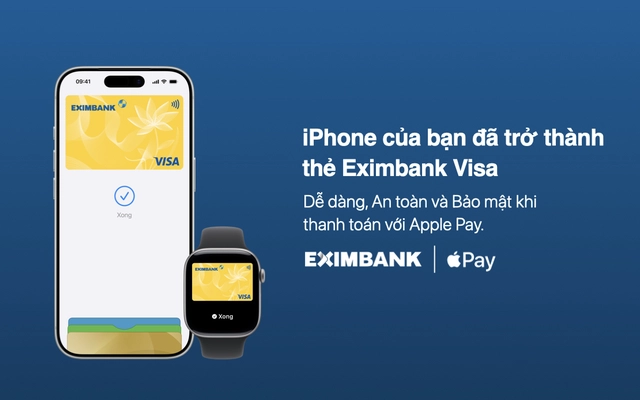 Sau Garmin Pay và Samsung Pay, Eximbank tích hợp Apple Pay cho thẻ Visa